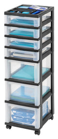 Black 7 Drawer Rolling Storage Cart B379