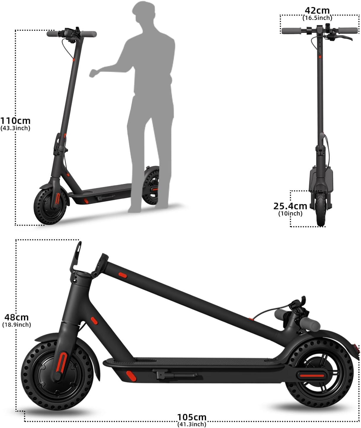 Electric Scooter with 8.5'' Tires, 350-500W Motor, 20/28 MPH Speed A313