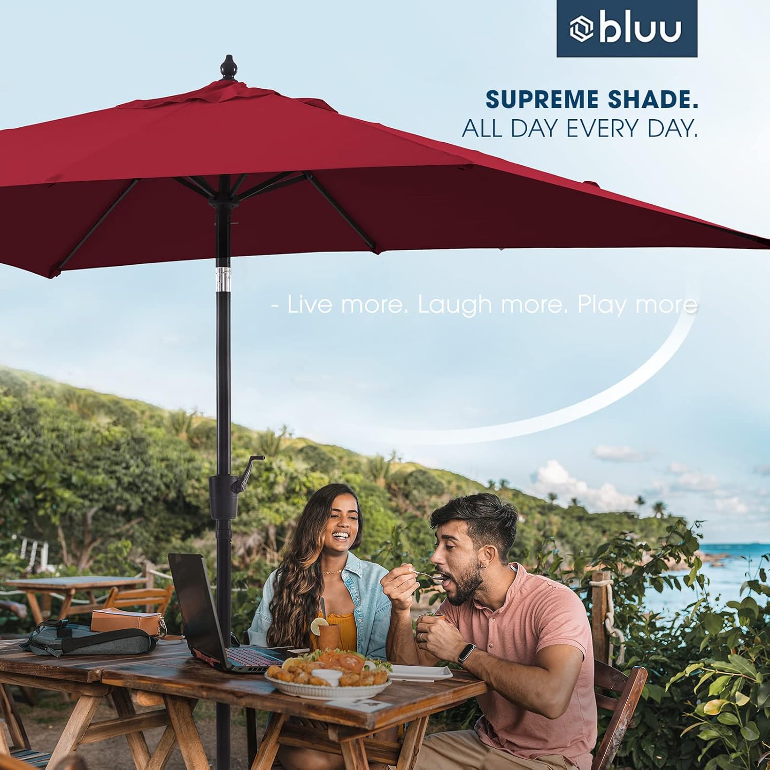 Olefin 6.6 x 9.8 FT Patio Umbrella (Apple Red) W7016