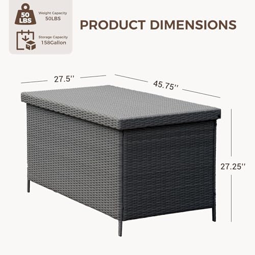 158 Gallon Grey Wicker Deck Box T9562