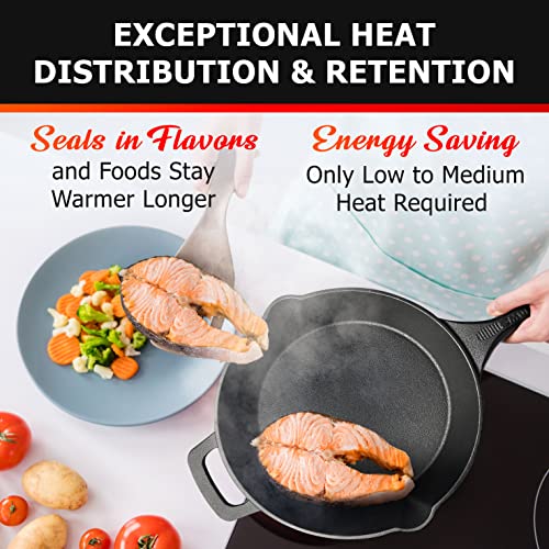 Pre-Seasoned Heavy-Duty Cast Iron Skillet 10-inch K301