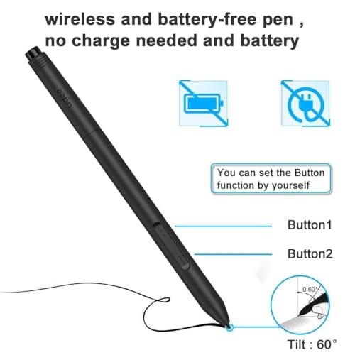 10x6 Inch Graphics Drawing Tablet with 8192 Level Battery-Free Stylus V542589