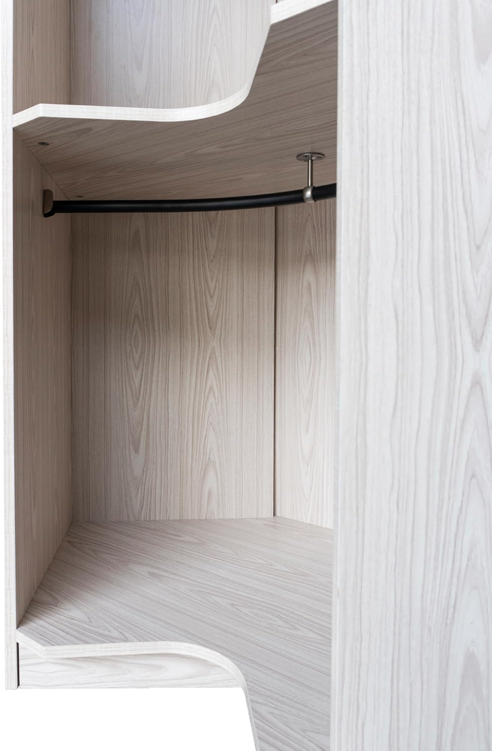 Natural Freestanding Wooden Corner Armoire Wardrobe Closet Cabinet with Hanging Rail U56343
