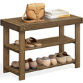 3-Tier Bamboo Shoe Storage Bench, Ink Black Q948387
