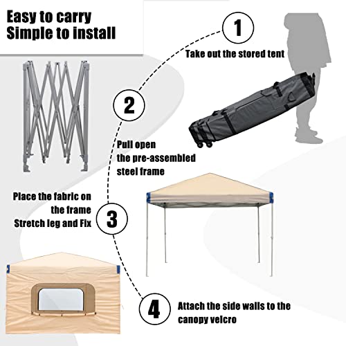 12x12 FT Pop-Up Canopy Tent with Roller Bag and Curtain, Iron Frame, 210D Oxford Fabric K5130