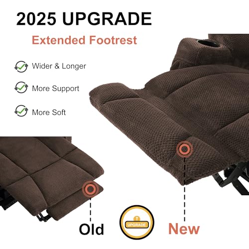 Brown Fabric Power Recliner Chair with Heat and Vibration Massage C34373