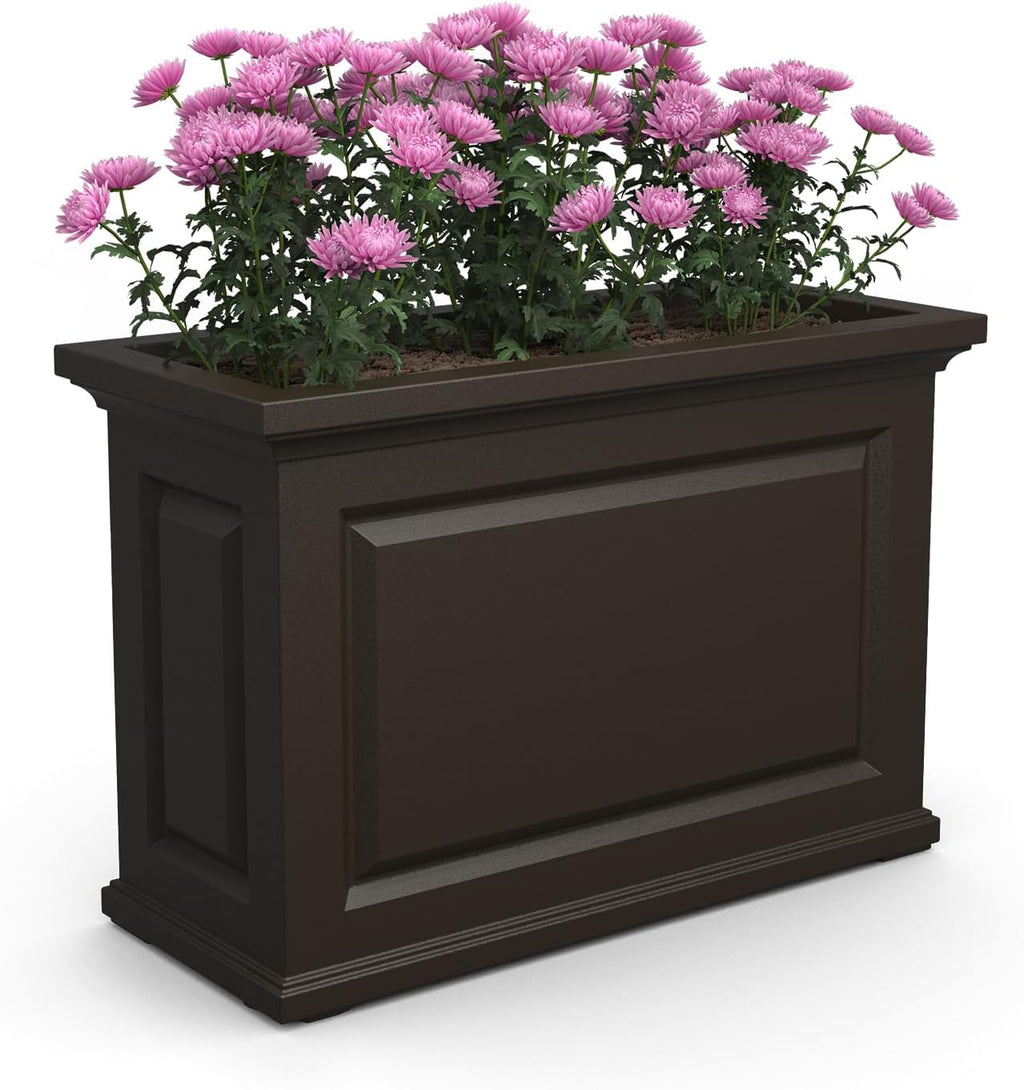 Black 36in L x 16in W x 24in H Planter with Built-in Water Reservoir J29197