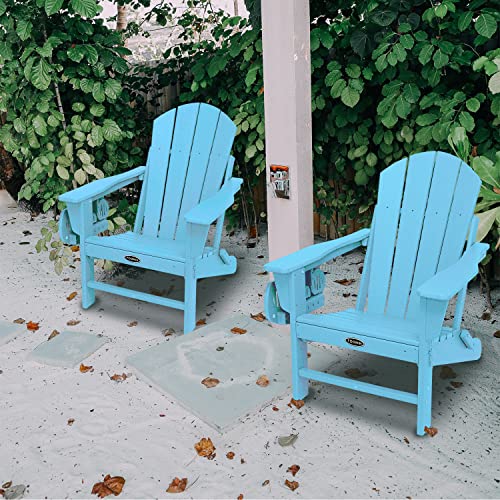 HDPE Folding Adirondack Chair Set of 4 with Cup Holder Trays W3419