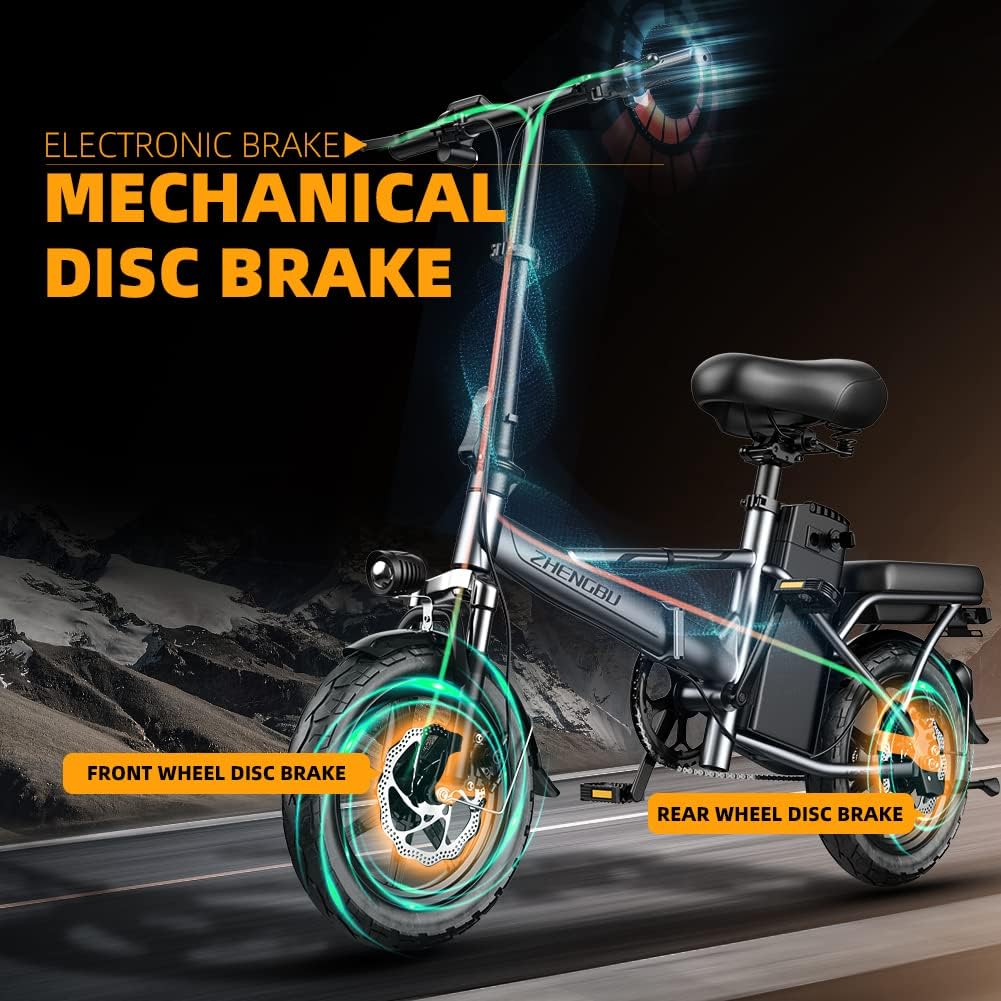 Folding Electric Bike, Magnesium Alloy 500W 48V 12.8Ah Removable Battery, 20'' Dual Suspension 7-Speed S358