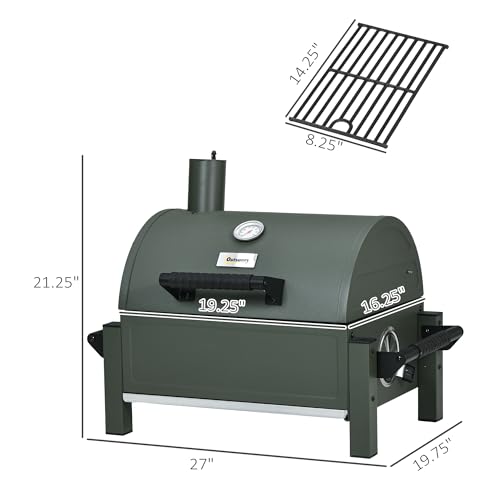 Charcoal BBQ Grill with 235 sq.in. Cooking Area, Tabletop Outdoor Barbecue with Ash Catcher and Built-in Thermometer, Black Q76761