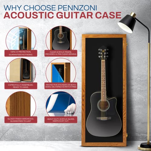 Natural Oak Acrylic Acoustic Guitar Wall Display Case T874