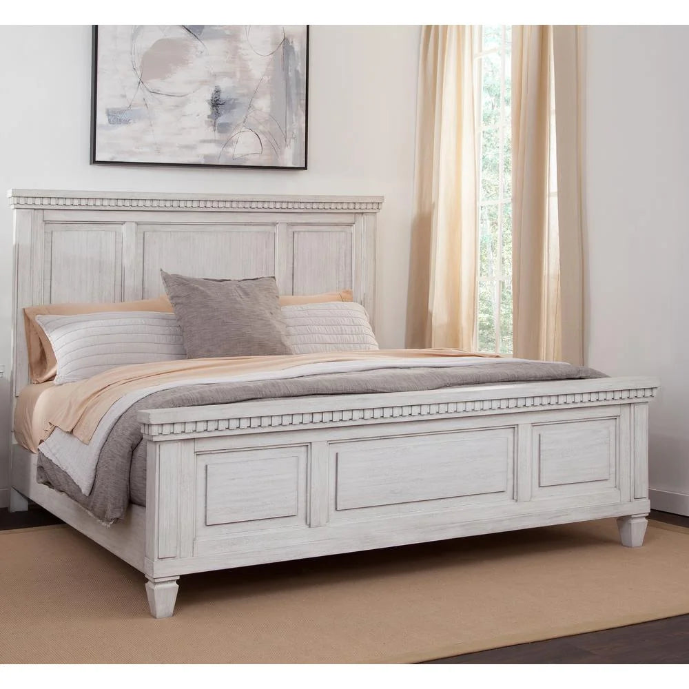 82"W Wood King Panel Bed in Oyster White R173301