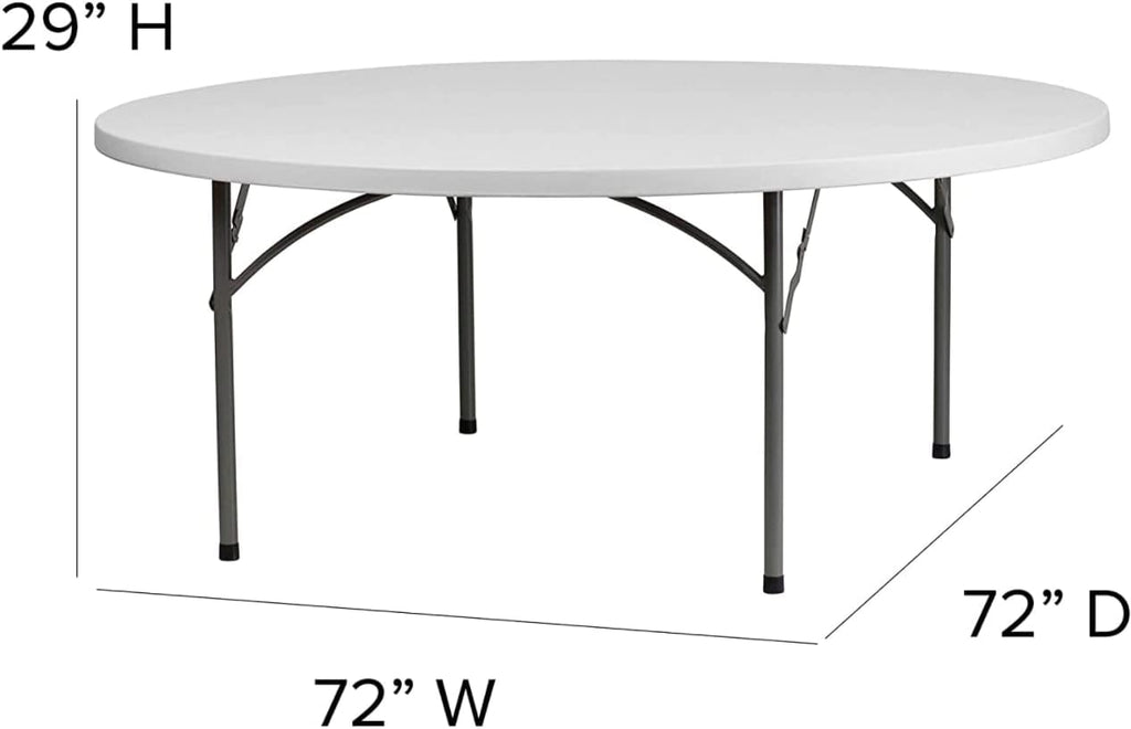 10 Pack 72 Inch Round Heavy-Duty Granite White Plastic Folding Table M21878