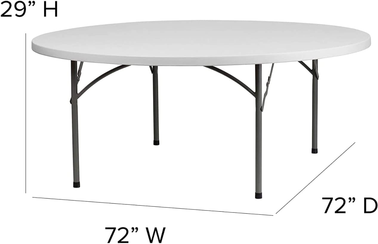 10 Pack 72 Inch Round Heavy-Duty Granite White Plastic Folding Table M21878