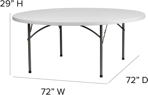 10 Pack 72 Inch Round Heavy-Duty Granite White Plastic Folding Table M21878