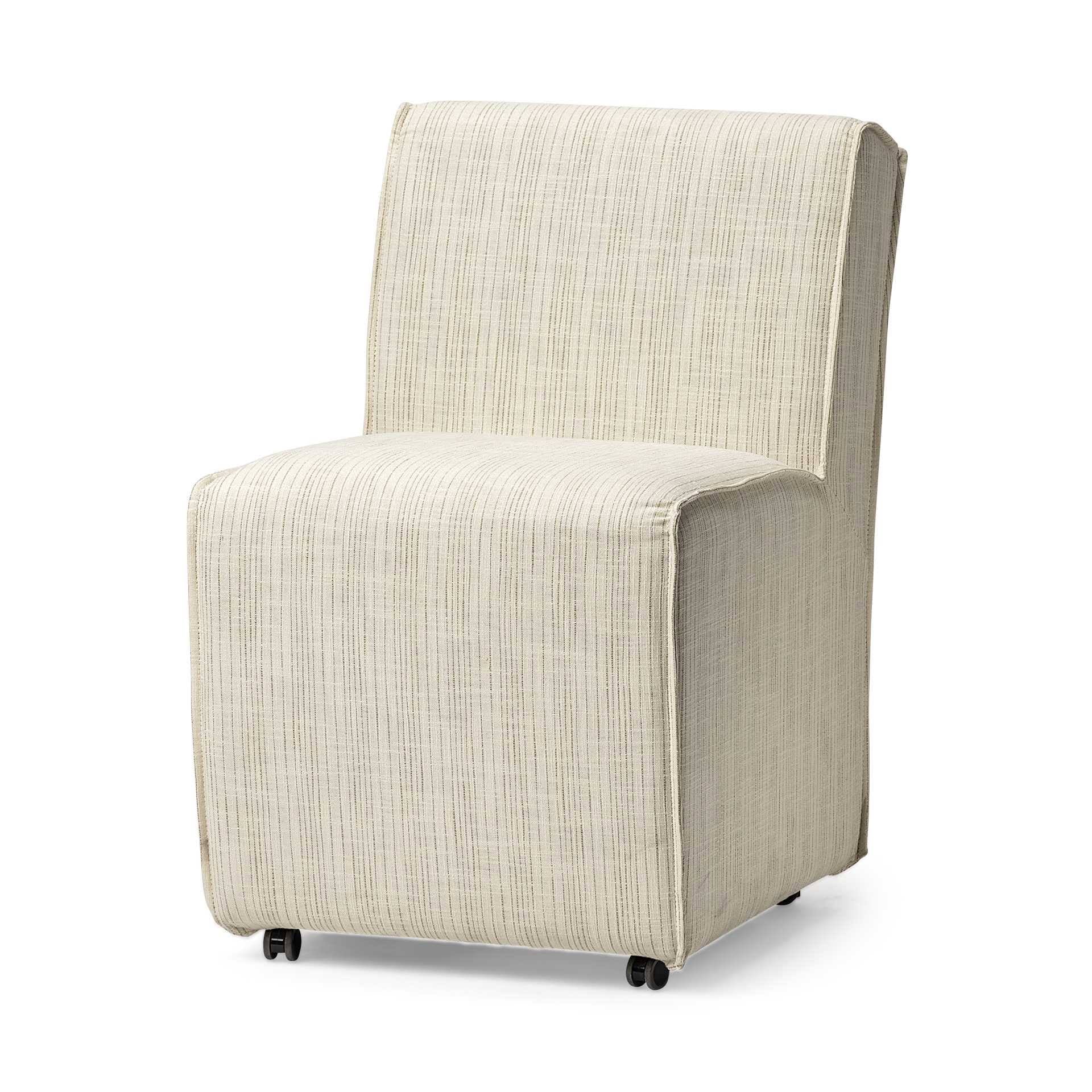 Cream Fabric Dining Chair on Casters U758990