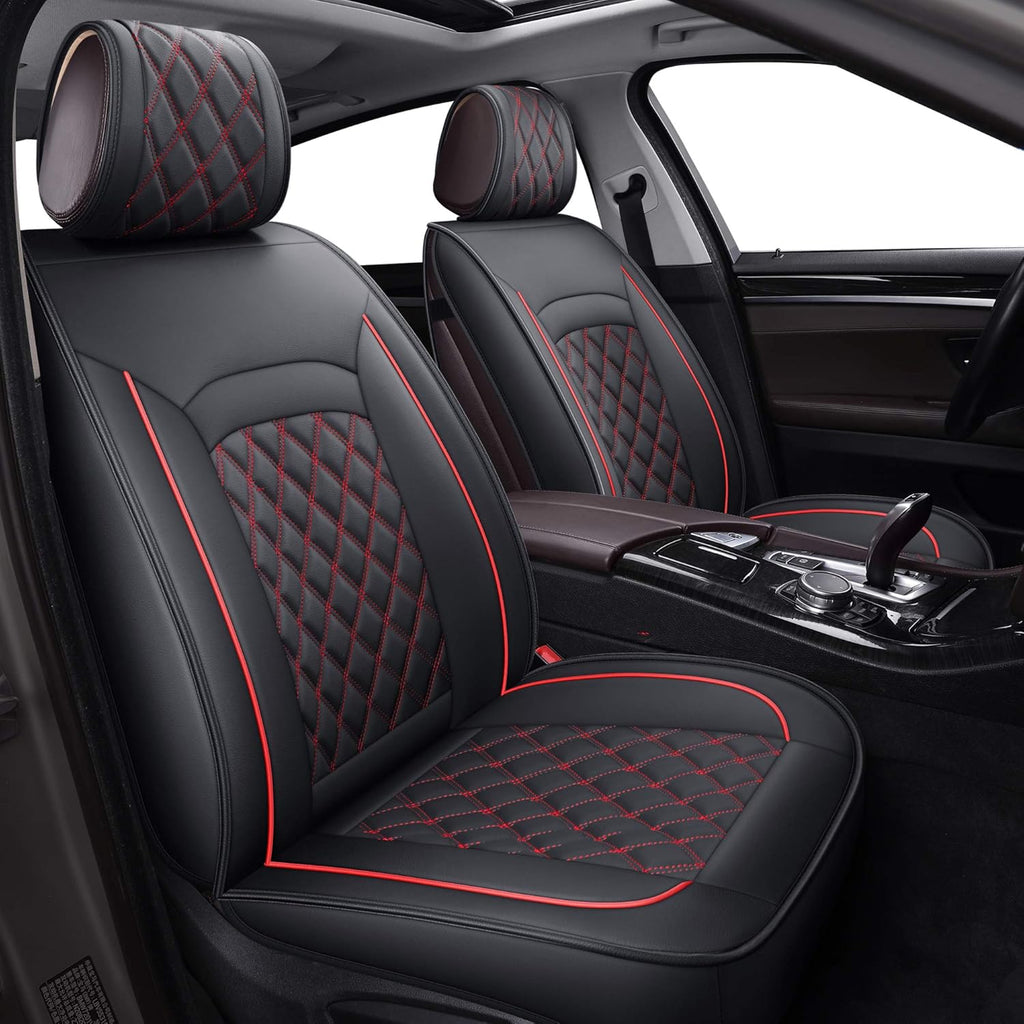Black & Red Faux Leather Seat Covers S5087
