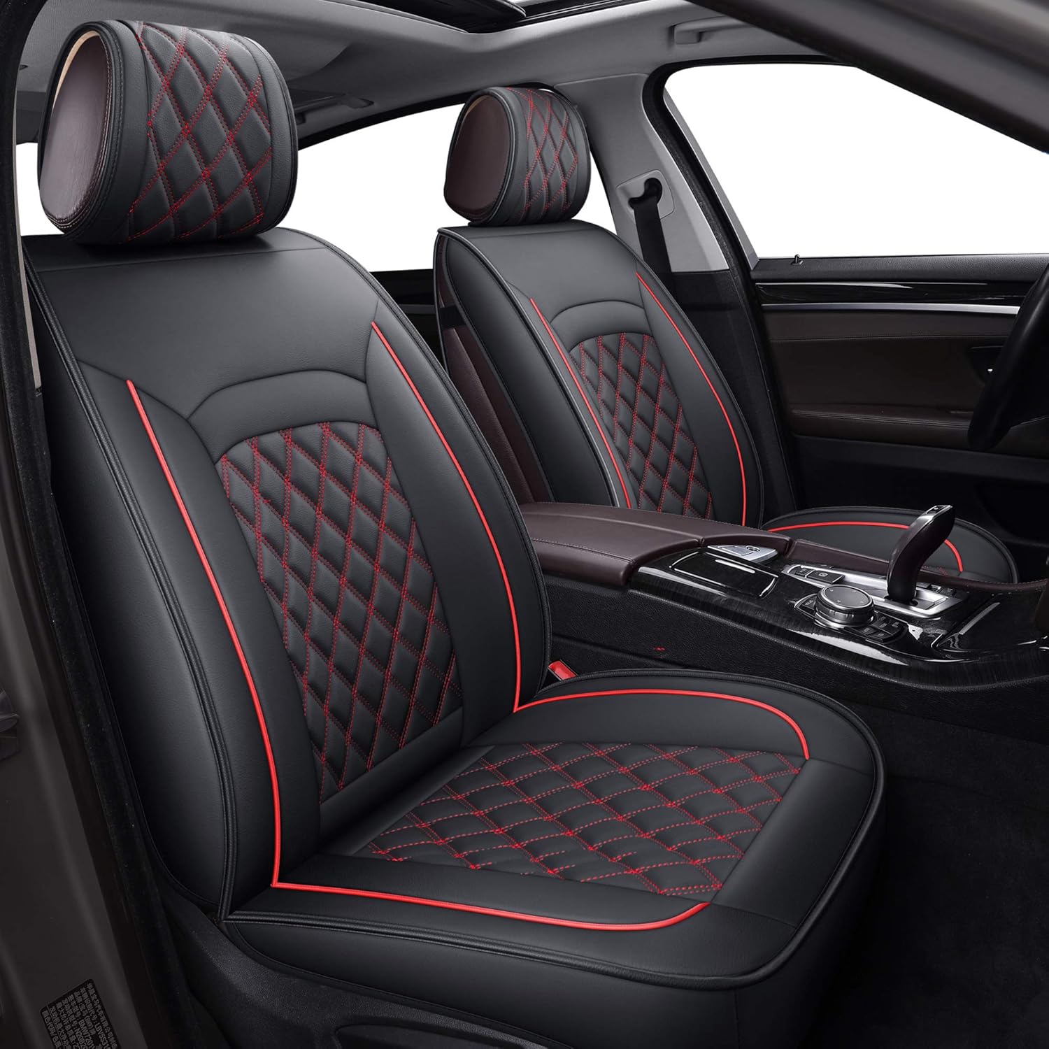Black & Red Faux Leather Seat Covers S5087