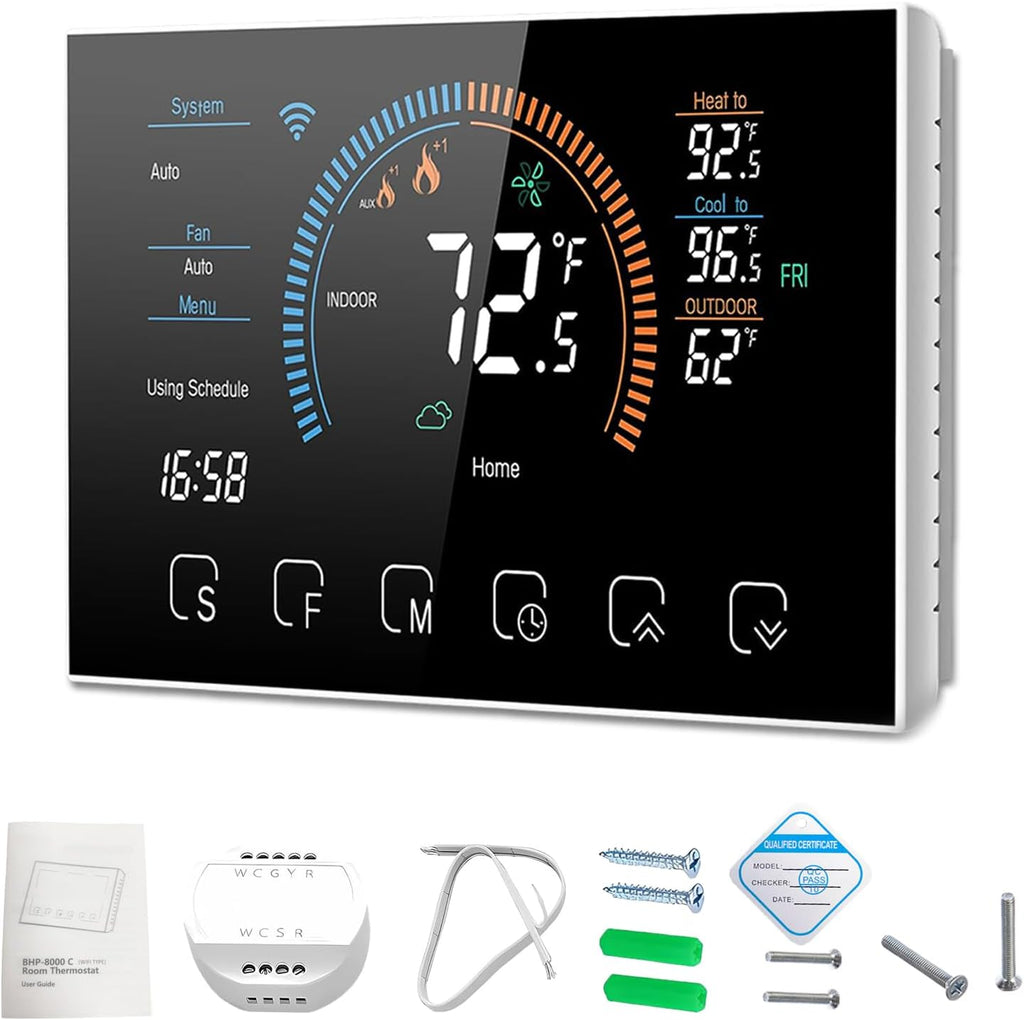 Smart Thermostat with WiFi, App, LCD Color Screen, Voice Control, C-Wire Adapter F81527
