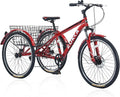7-Speed 26-Inch 3 Wheels Adult Tricycle with Rear Basket O524230