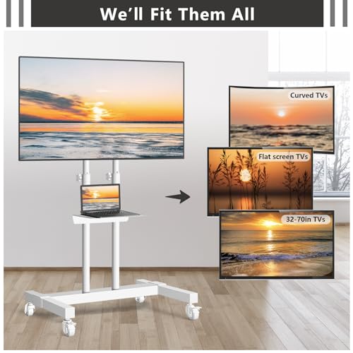 Rolling TV Stand with Metal Laptop Shelf B2503