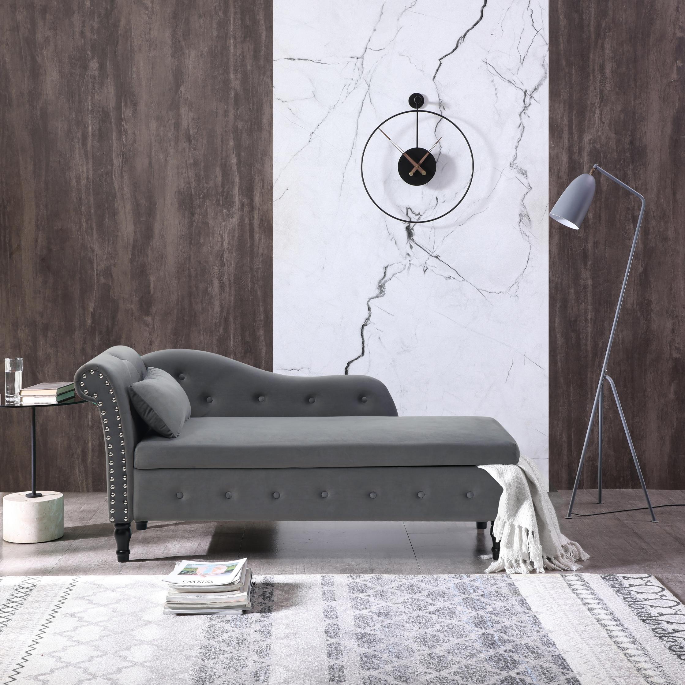 Velvet Chaise Lounge with Hidden Storage Z656