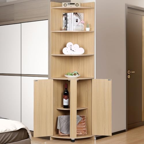 Tall Corner Cabinet with Doors and Shelves N7567