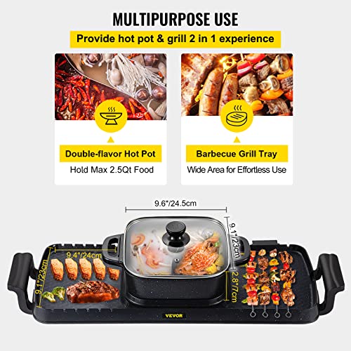 Electric Grill Hot Pot 2 in 1, Non-Stick Pan G543