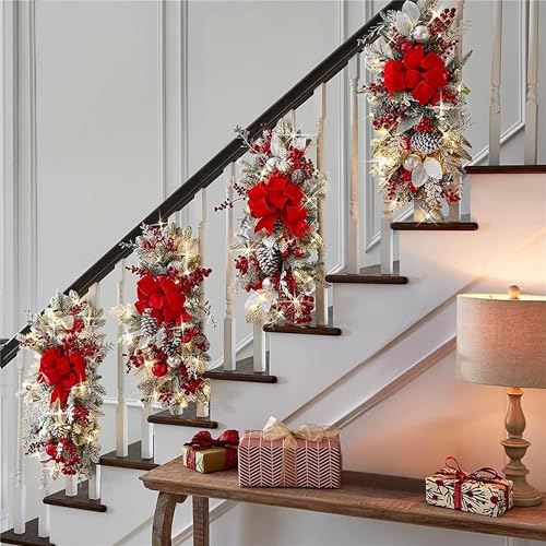 24 Inch Cordless Prelit Teardrop Christmas Swag M14625