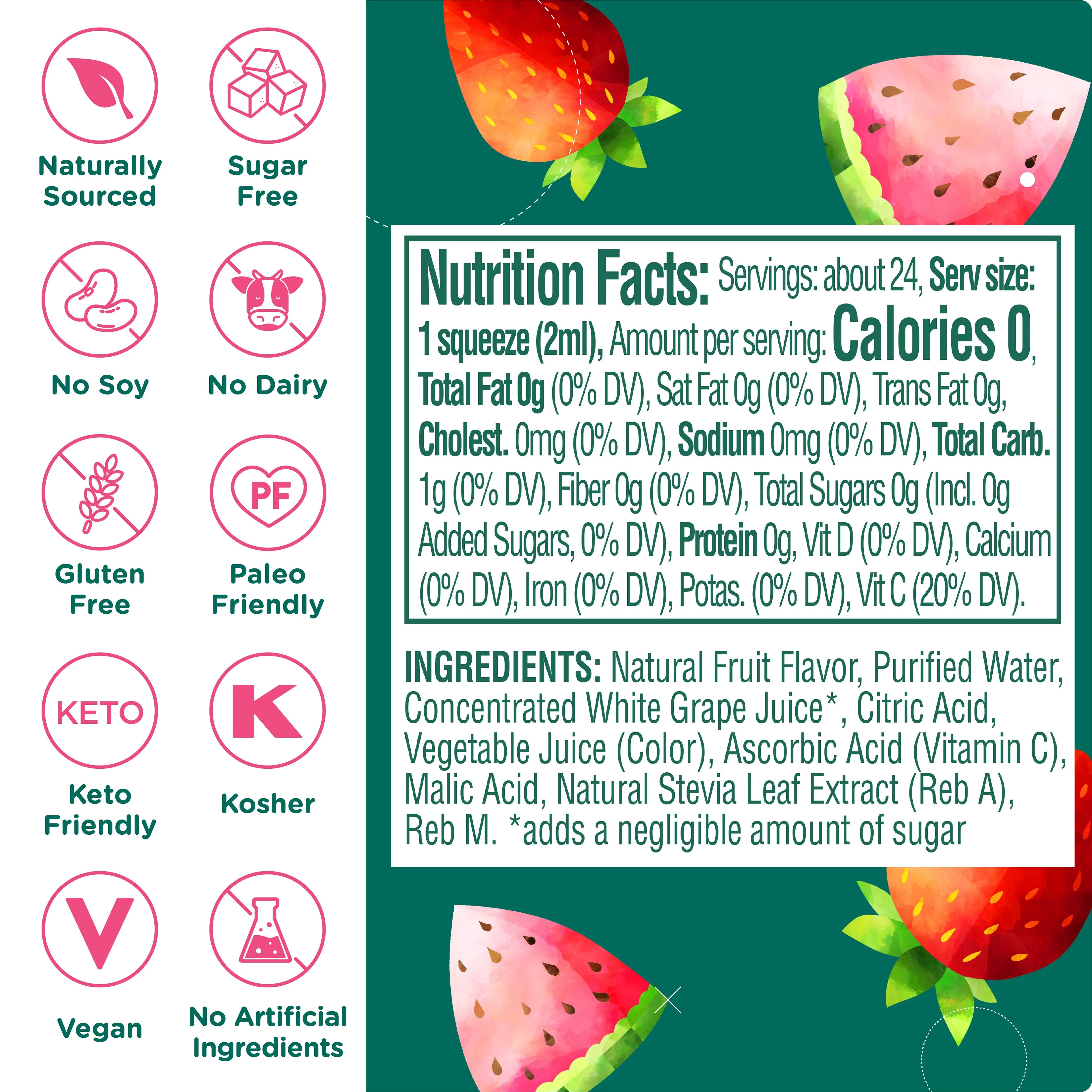 Strawberry Watermelon Liquid Water Enhancer Drink Mix, 1.62 fl oz Bottle (10 Pack) L7672