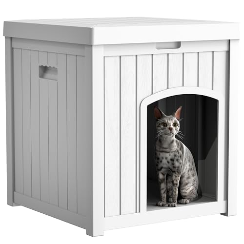 White Waterproof Resin Plastic Cat House W79053