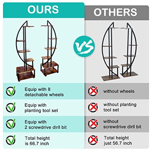 2 pcs 6 Tier Tall Metal Plant Stands with Hanging Loop U81565