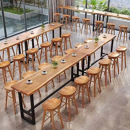 Natural Solid Wood Bar Table with Footrest U485387