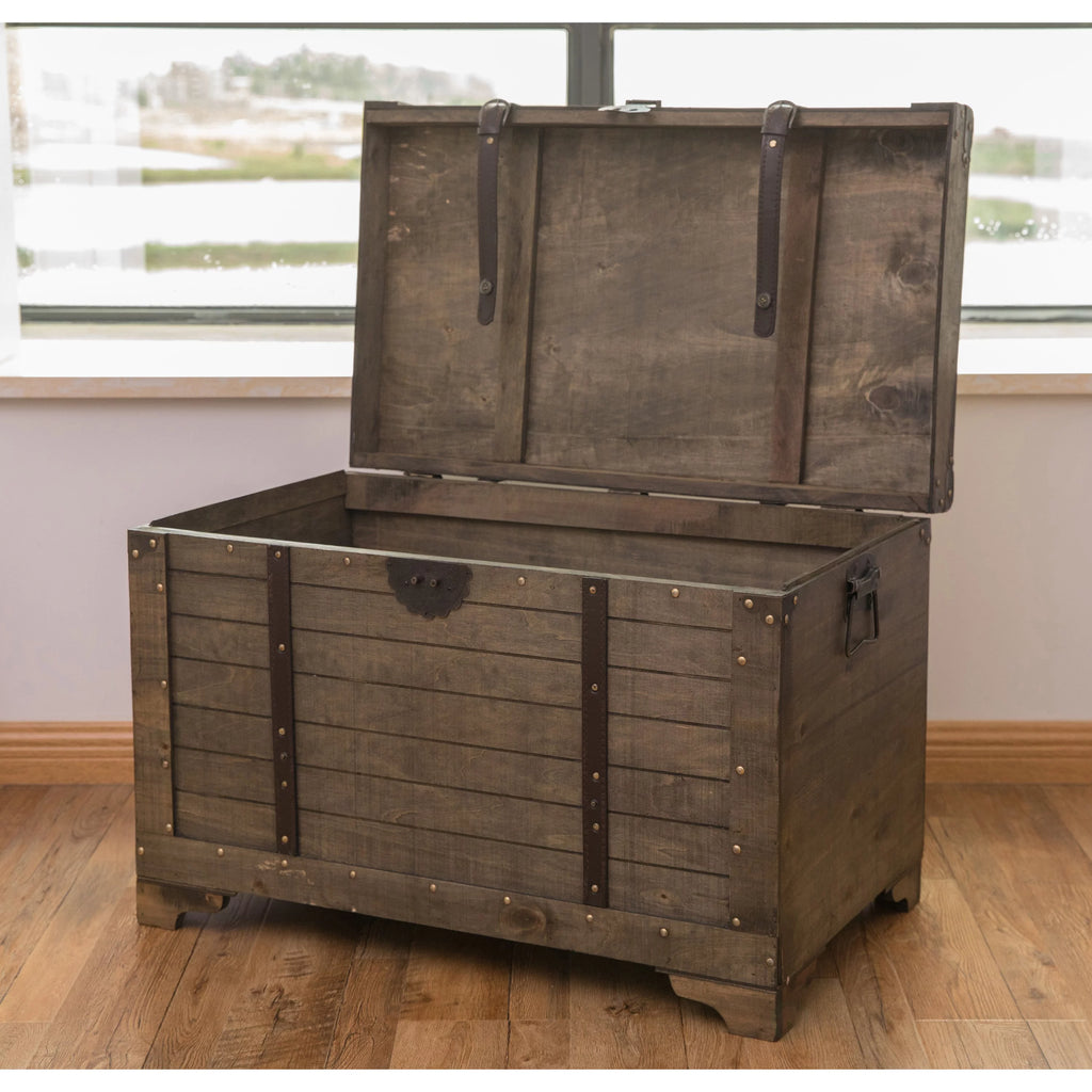 Large Natural Wood Storage Trunk and Coffee Table Y944