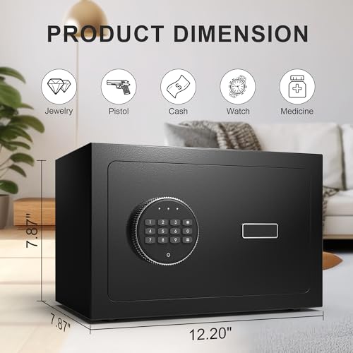 Black Small Biometric Safe Box with Fingerprint Lock L792737