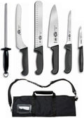 7 Pc Black Fibrox Knife Roll Set E7600