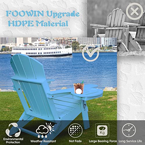 HDPE Folding Adirondack Chair Set of 4 with Cup Holder Trays W3419
