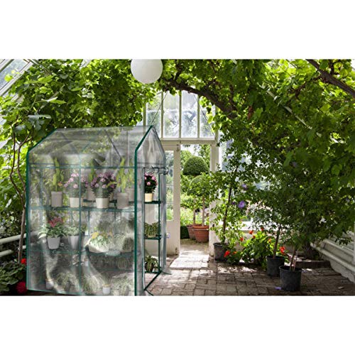 4 Tier Mini Greenhouse with Locking Wheels and PVC Cover O9443
