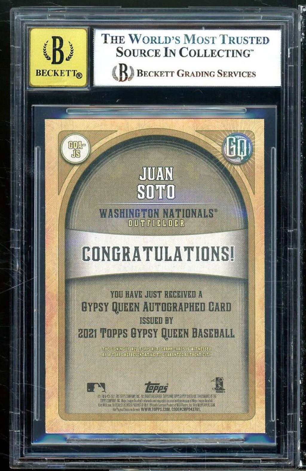 2021 Topps Gypsy Queen Autographs #gqajs BGS 9 auto 10 Card L68714