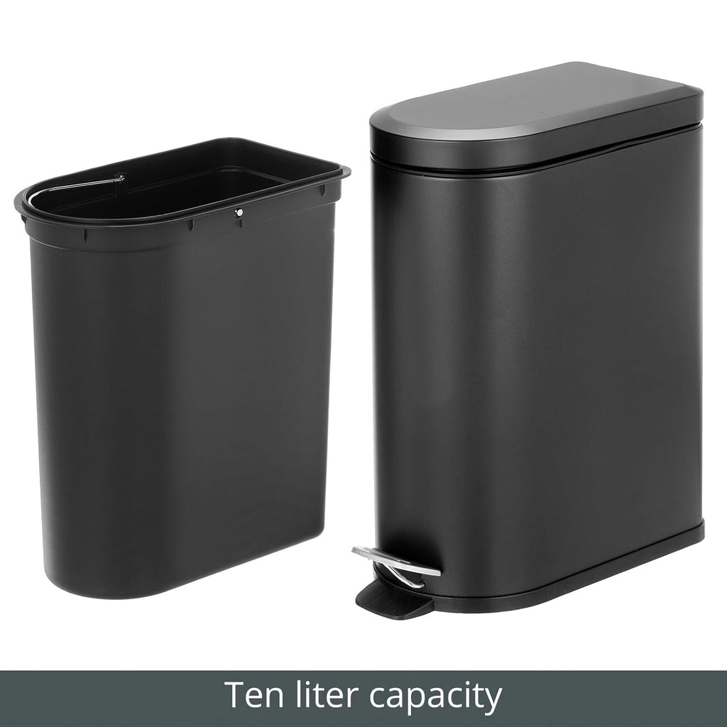 Black 2.6 Gallon Stainless Steel Step Trash Can S9895