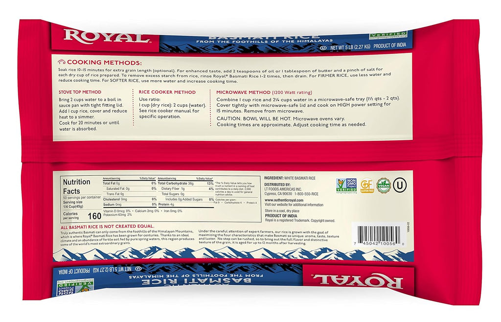 5 Pound (2-Pack) Royal White Basmati Rice K843
