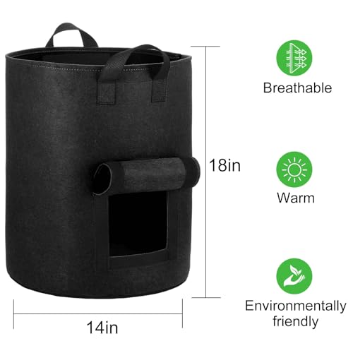 6-Pack 10 Gallon Potato Grow Bags with Flap Window, Heavy Duty Aeration Fabric Pots with Handles I273