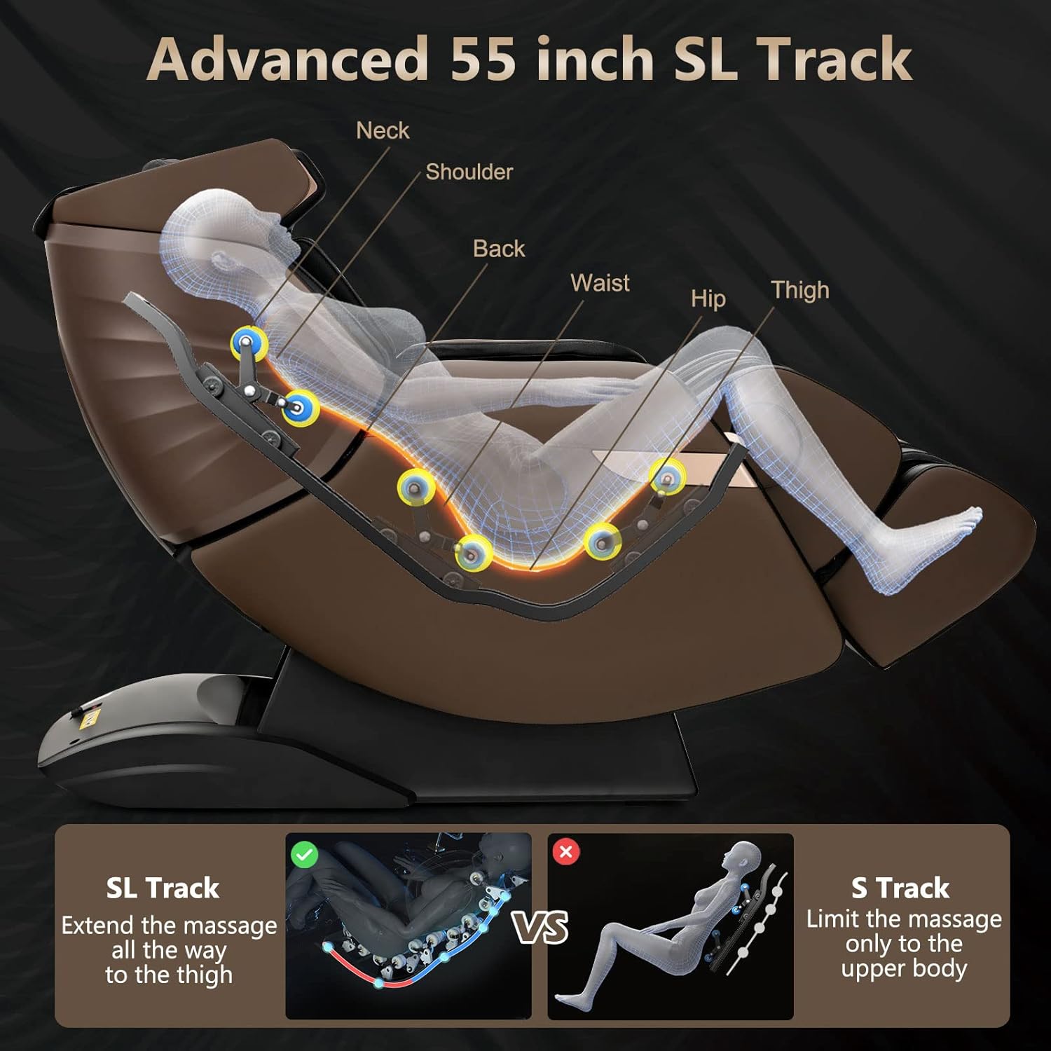 3D Electric Zero Gravity Shiatsu Massage Recliner Chair with SL Track X6535