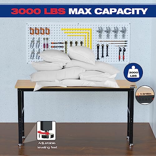 48" Adjustable Workbench with Rubber Wood Top M81469