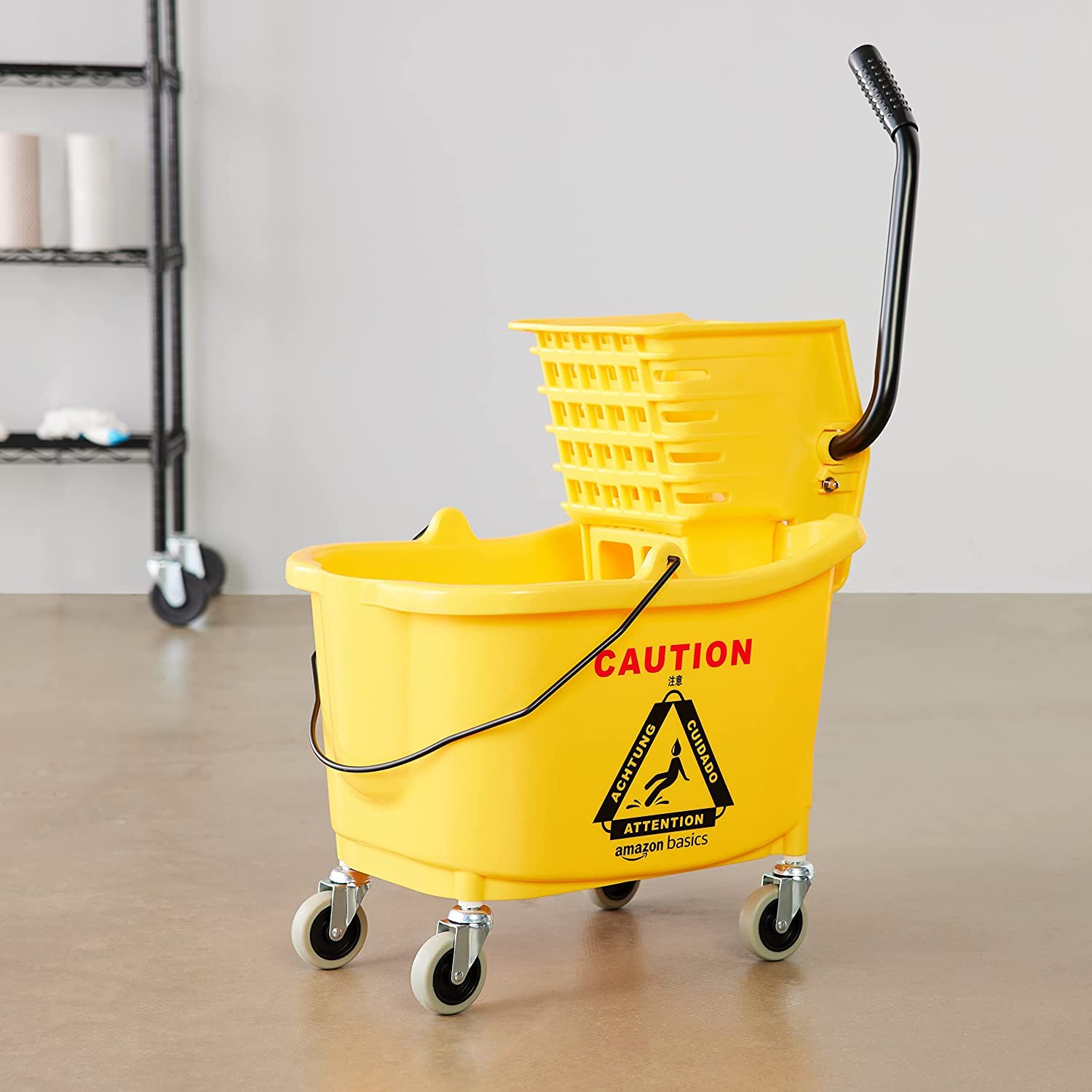 Yellow 35-Quart Mop Bucket on Wheels W50386