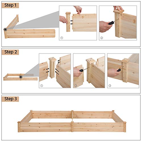Natural Wood 8×2ft Raised Garden Bed Y5895