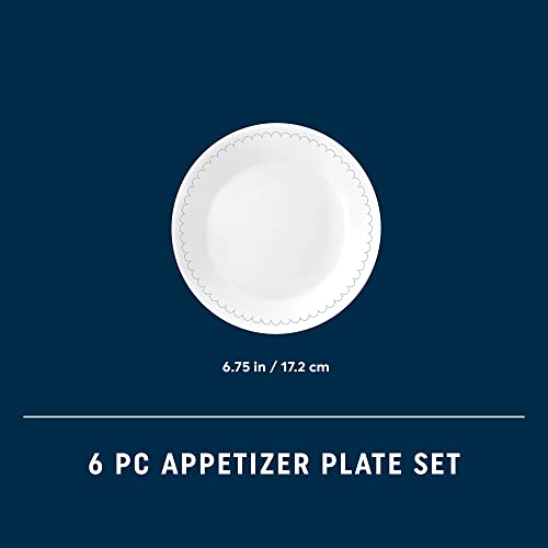 6-Piece Lightweight Round Salad Appetizer Plate Set, Winter Frost White Y968