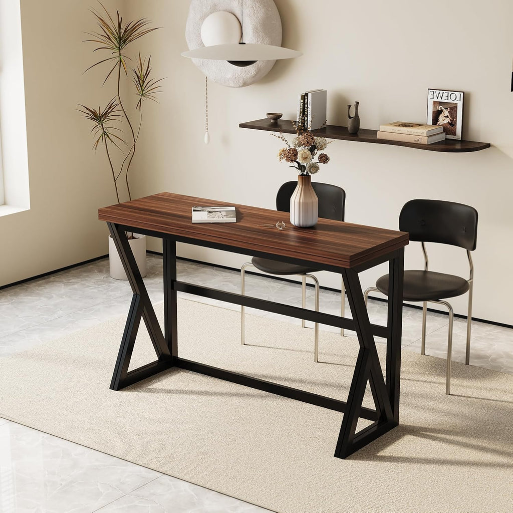 Walnut Brown Wood Drop Leaf Dining Table F70612