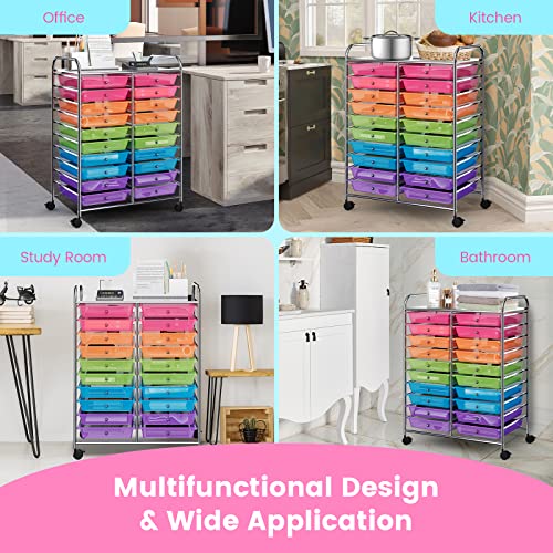 20 Drawers Rolling Storage Cart on Wheels White M563