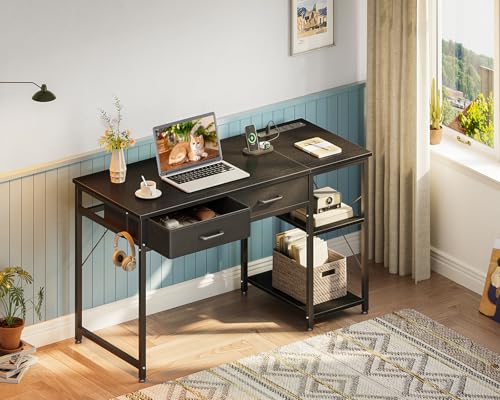 40 Inch White Small Computer Desk With Drawers & Power Outlet L185834